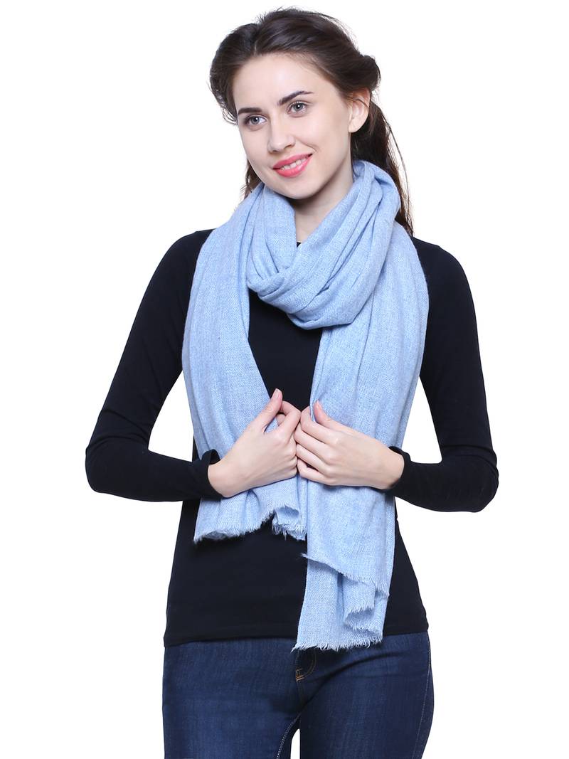 Light Blue Pure Woolen Solid Stole