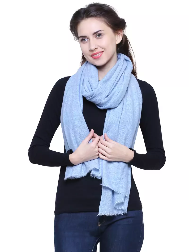 Light Blue Pure Woolen Solid Stole
