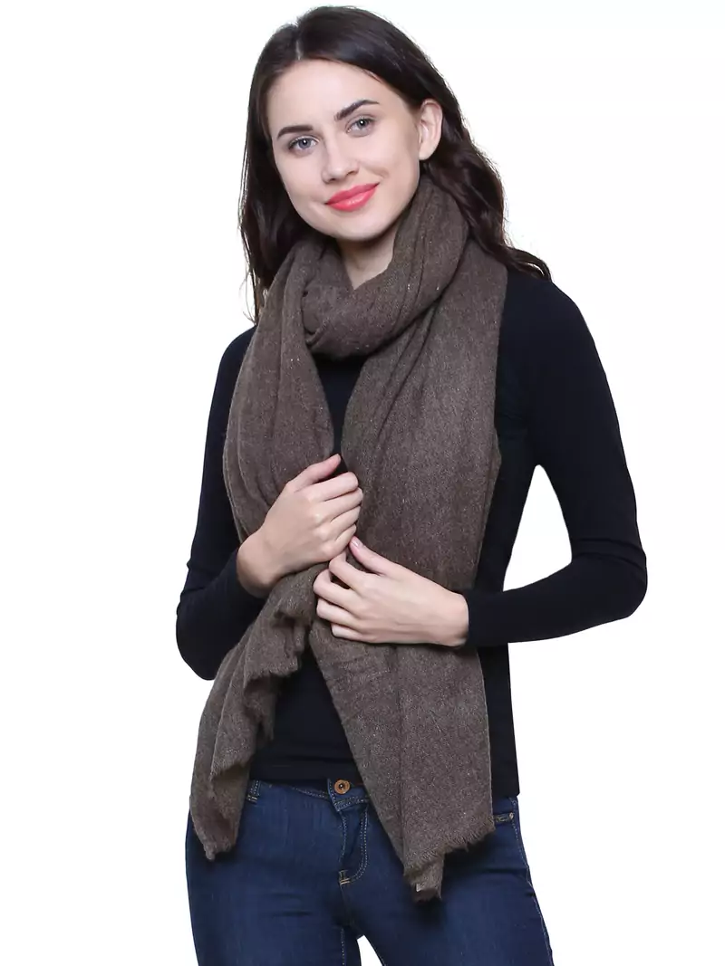 Brown Pure Woolen Solid Stole