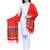 Red and multicoloured Voscose Rayon Floral Woven Design Shawl