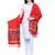 Red and multicoloured Voscose Rayon Floral Woven Design Shawl