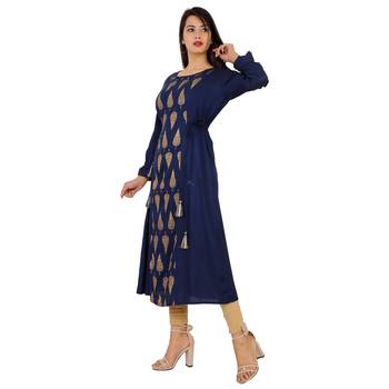 Women's Designer Printed Beads work On Neck Kurta 2