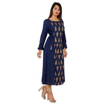 Women's Designer Printed Beads work On Neck Kurta 3