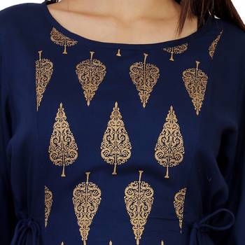 Women's Designer Printed Beads work On Neck Kurta 5