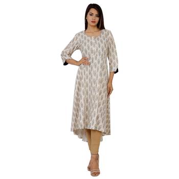 Women's Designer Printed with Pignose Button Kurta 1