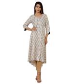 Women's Designer Printed with Pignose Button Kurta