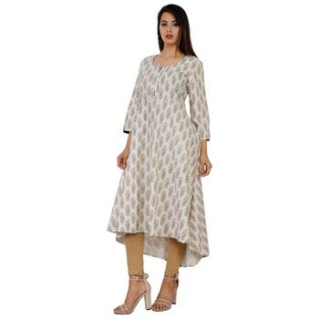 Women's Designer Printed with Pignose Button Kurta 3