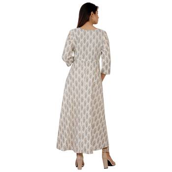Women's Designer Printed with Pignose Button Kurta 4