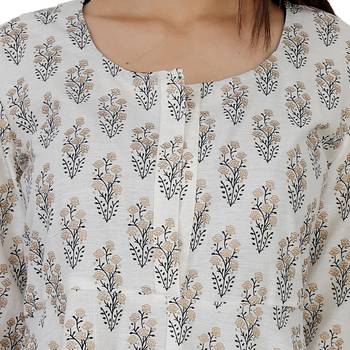 Women's Designer Printed with Pignose Button Kurta 5