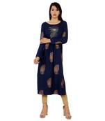 Women's Designer Printed with Pignose Button Kurta
