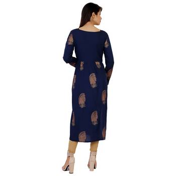 Women's Designer Printed with Pignose Button Kurta 4
