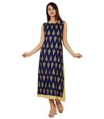 Women's Designer Embroidered on Neck With Gold Print Kurta