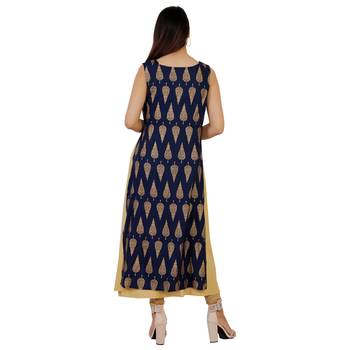 Women's Designer Embroidered on Neck With Gold Print Kurta 4