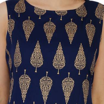 Women's Designer Embroidered on Neck With Gold Print Kurta 5