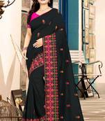 Black Embroidered Georgette Saree With Blouse