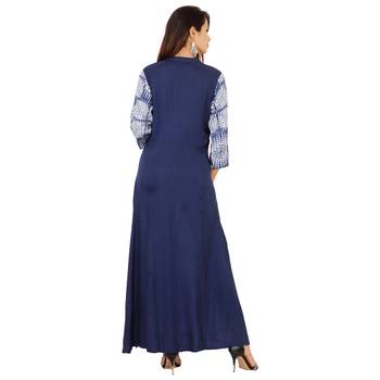 Women's Designer Solid BeigeIinner And Gold Printed Upper And Sleevs In Side Atteched Kurta 4