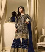 Blue embroidered georgette salwar