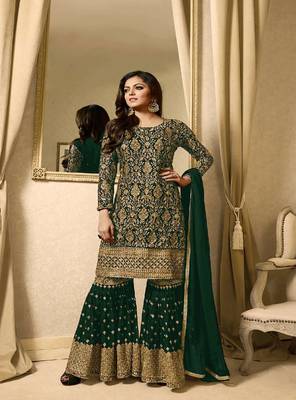 Green embroidered georgette salwar 1