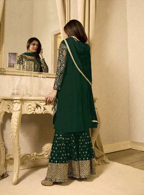 Green embroidered georgette salwar 3