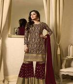 Maroon embroidered georgette salwar
