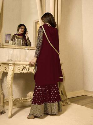 Maroon embroidered georgette salwar 5