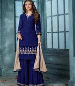 Blue Embroidered Faux Georgette Salwar