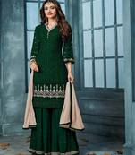 Green Embroidered Faux Georgette Salwar