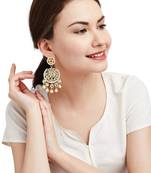 anisha white kundan chandbali earrings