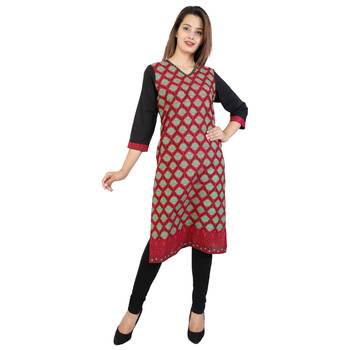 Women's Designer Gold Print Kurta 1