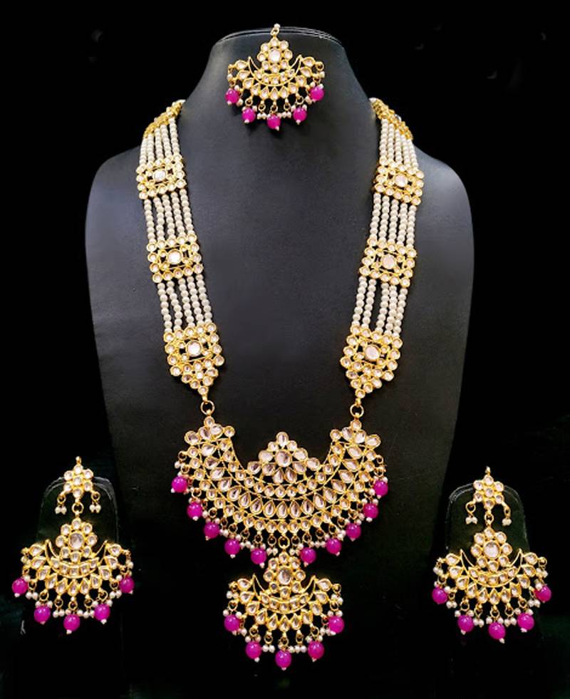 Hot Pink Kundan Bridal Rani Haar 