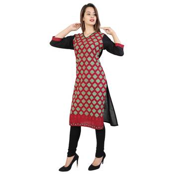 Women's Designer Gold Print Kurta 3