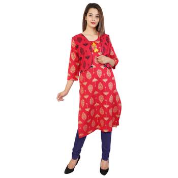 Women's Designer Kantha And Squince Work On The Neck Kurta 1