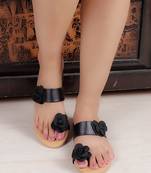 Do Bhai black Flat Sandal For Women