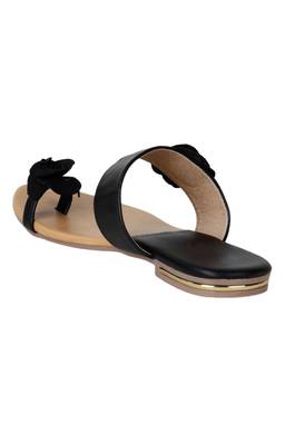 Do Bhai black Flat Sandal For Women 3
