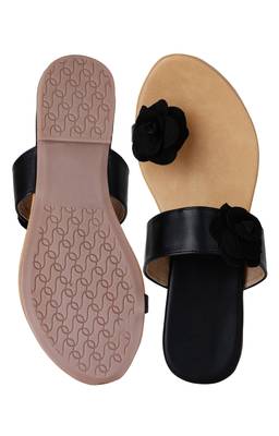 Do Bhai black Flat Sandal For Women 5