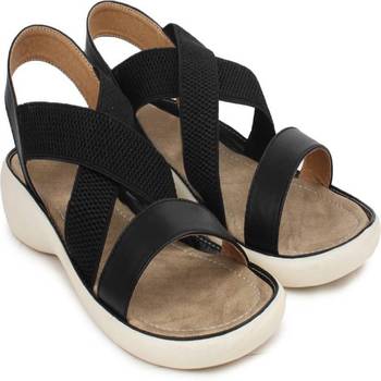 Do Bhai black Flat Sandal For Women 1
