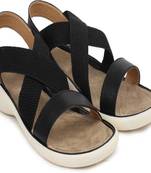Do Bhai black Flat Sandal For Women