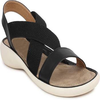 Do Bhai black Flat Sandal For Women 2