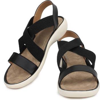 Do Bhai black Flat Sandal For Women 4