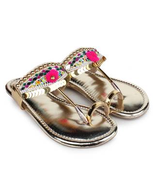 Do Bhai gold Flat Sandal For Women 1