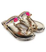 Do Bhai gold Flat Sandal For Women