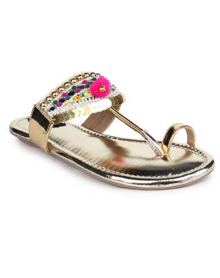 Do Bhai gold Flat Sandal For Women 2