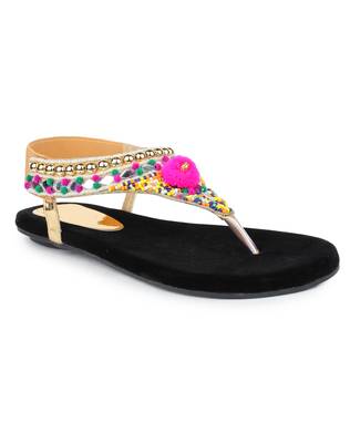 Do Bhai gold Flat Sandal For Women 2