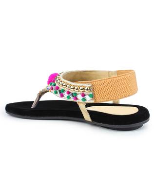 Do Bhai gold Flat Sandal For Women 3