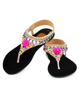 Do Bhai gold Flat Sandal For Women 4