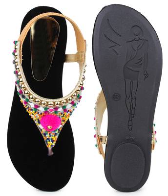Do Bhai gold Flat Sandal For Women 5