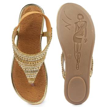 Do Bhai gold Flat Sandal For Women 5