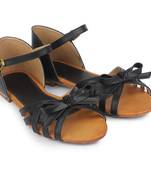 Do Bhai black Flat Sandal For Women