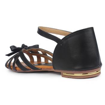 Do Bhai black Flat Sandal For Women 3