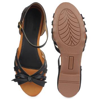 Do Bhai black Flat Sandal For Women 5